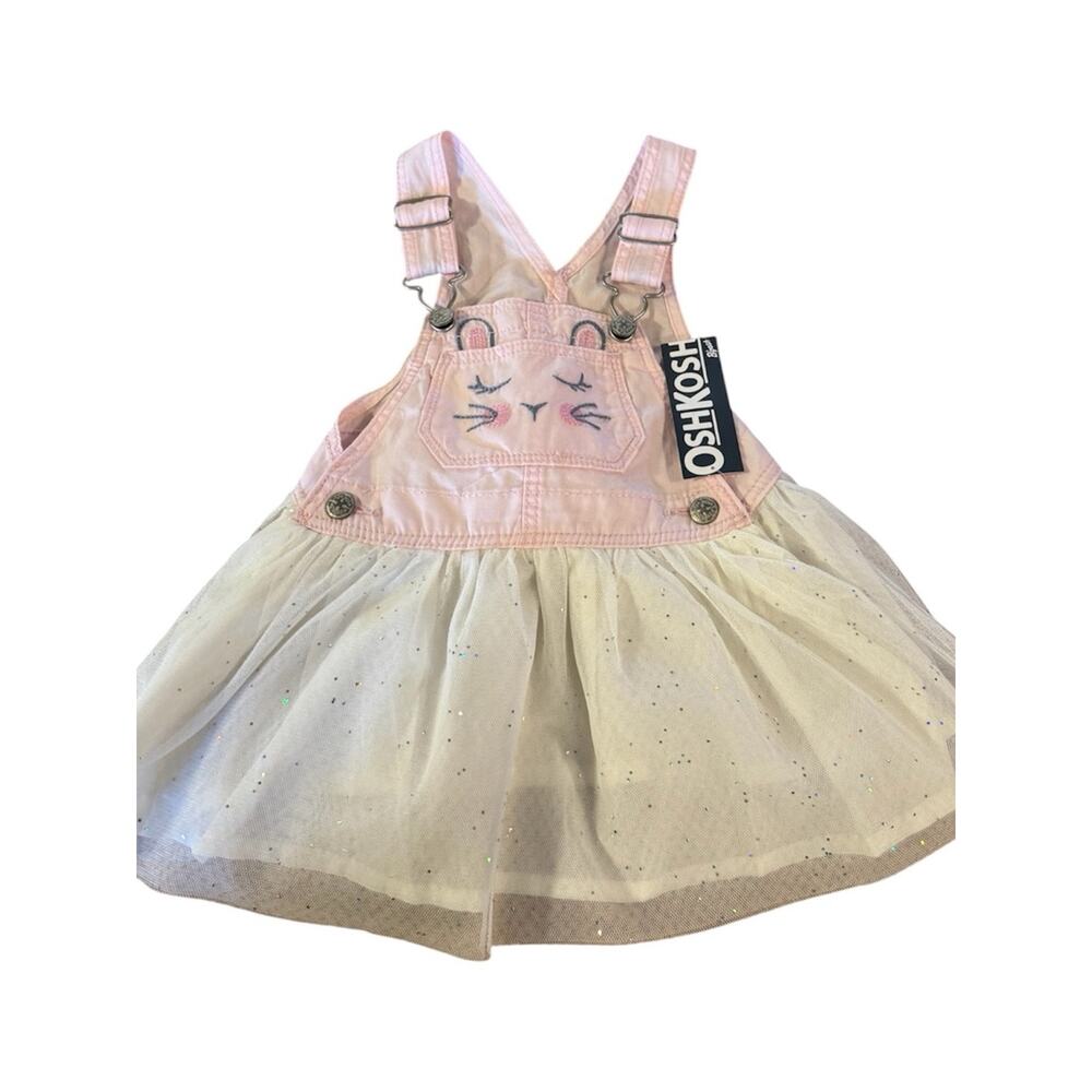 OshKosh B'gosh Pink Bunny Tulle Overall Skirt Size 12M
